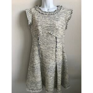 Rebecca Taylor women’s formal dress white/blue size 6 sleeveless Tweed